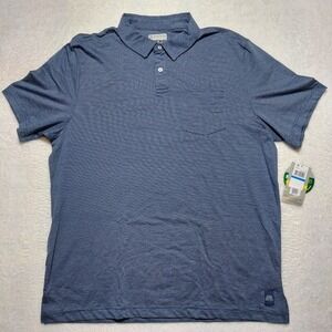 PGA Tour Polo Shirt Mens XL Blue New Striped Short Sleeve Pocket Golf PVKSD021DS